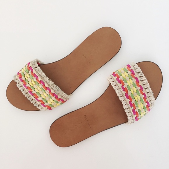 raffia slide sandals